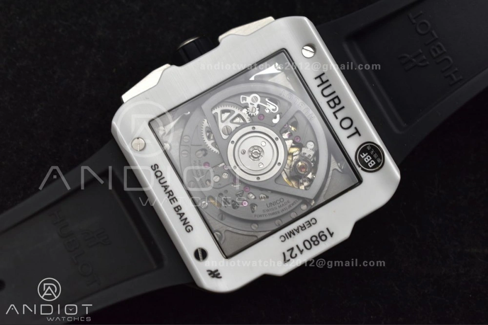 Square Bang Unico White Ceramic BBF 1:1 Best Edition on Rubber Strap A Comfortable 279