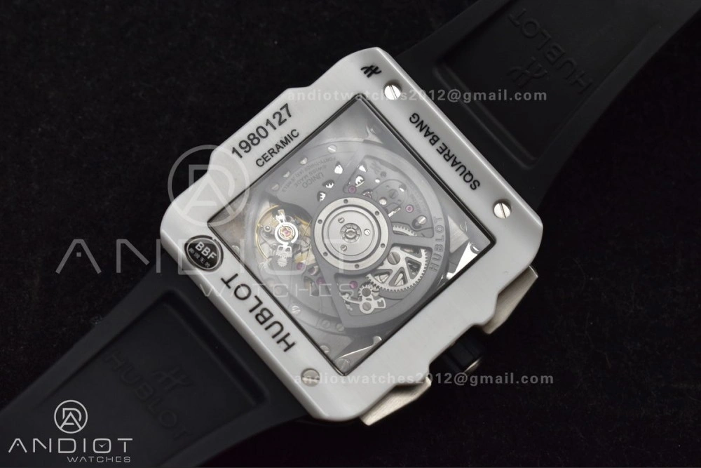 Square Bang Unico White Ceramic BBF 1:1 Best Edition on Rubber Strap A Comfortable 279