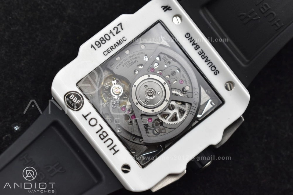 Square Bang Unico White Ceramic BBF 1:1 Best Edition on Rubber Strap A Comfortable 279