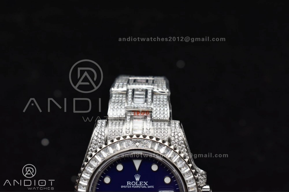 Submariner 40mm Full Diamonds SS AMGF Best Edition Blue Dial On Bracelet On VR Refined 1149