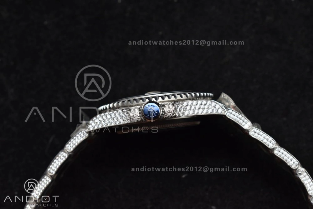 Submariner 40mm Full Diamonds SS AMGF Best Edition Blue Dial On Bracelet On VR Refined 1149