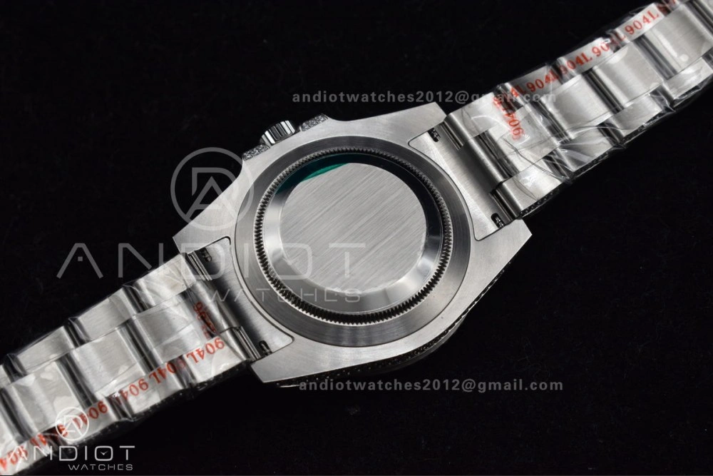 Unisex Submariner 40mm Full Diamonds SS AMGF Best Edition Green Dial on Bracelet on VR 1150