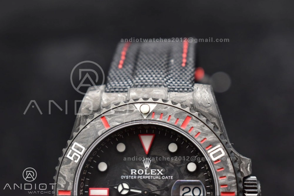 Submariner DIW Carbon VSF 1:1 Best Edition Black Red Dial on Black Nylon Strap VS SunProtective 474