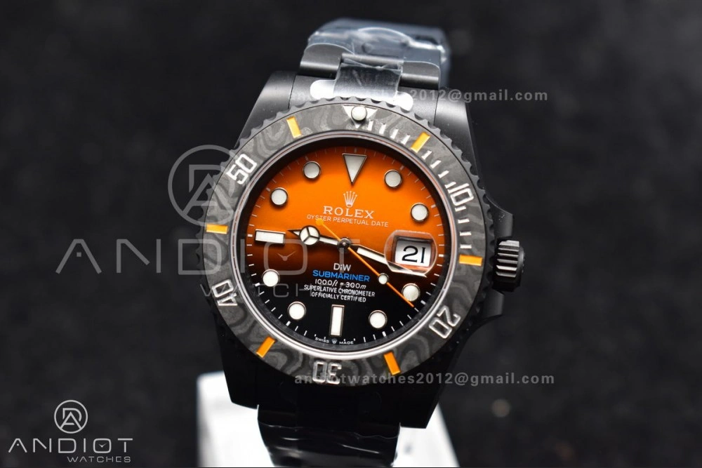 Submariner DIW DLC VSF 1:1 Best Edition Black Orange Dial on DLC Bracelet VS Upgraded 470