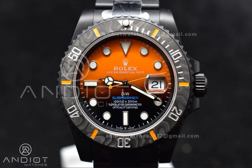 Submariner DIW DLC VSF 1:1 Best Edition Black Orange Dial on DLC Bracelet VS Upgraded 470