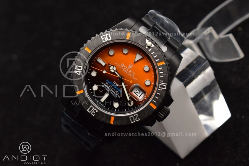 Submariner DIW DLC VSF 1:1 Best Edition Black Orange Dial on DLC Bracelet VS Upgraded 470
