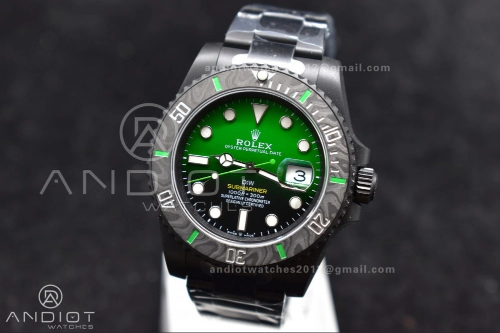 WrinkleFree Submariner DIW "Parakeet" DLC VSF 1:1 Best Edition Black Green Dial on DLC Bracelet VS 468