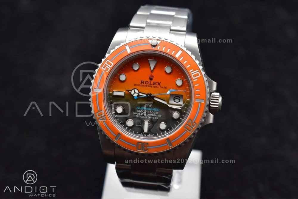 Submariner DIW Sandblasted VSF 1:1 Best Edition Orange Ceramic Bezel Orange Black Dial on SS Bracelet VS Premium 1161