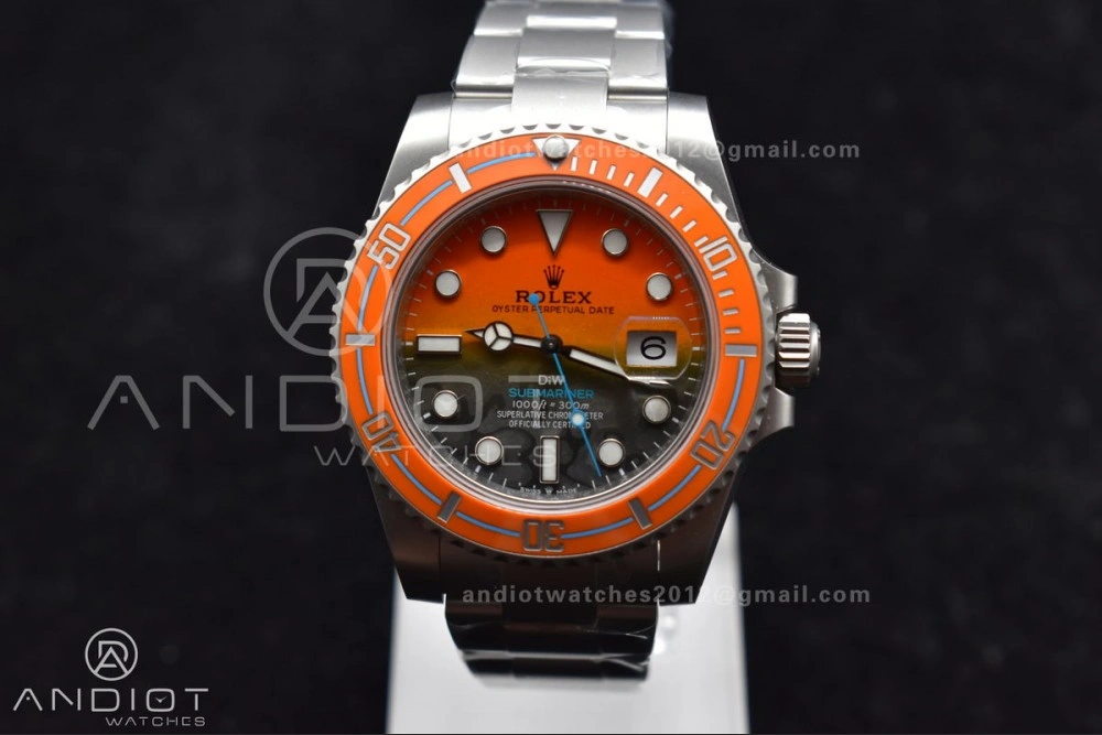 Submariner DIW Sandblasted VSF 1:1 Best Edition Orange Ceramic Bezel Orange Black Dial on SS Bracelet VS Premium 1161