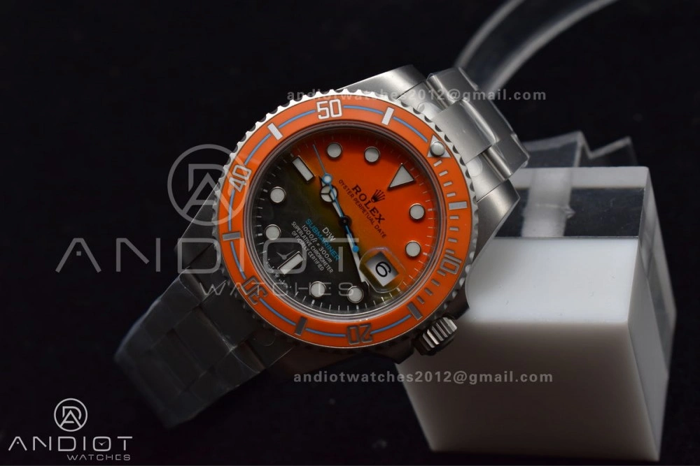 Submariner DIW Sandblasted VSF 1:1 Best Edition Orange Ceramic Bezel Orange Black Dial on SS Bracelet VS Premium 1161