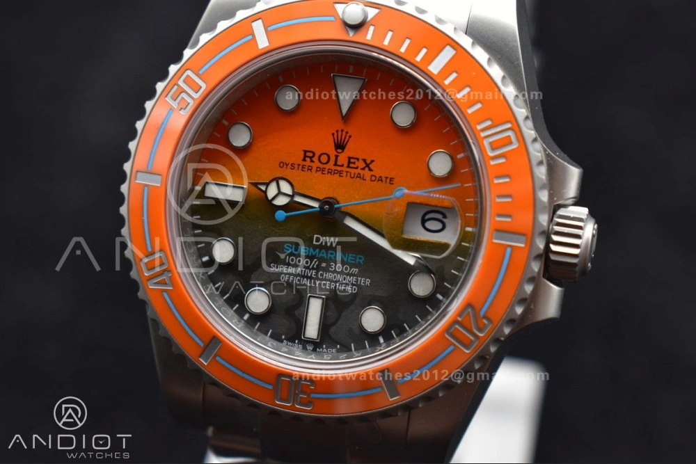 Submariner DIW Sandblasted VSF 1:1 Best Edition Orange Ceramic Bezel Orange Black Dial on SS Bracelet VS Premium 1161