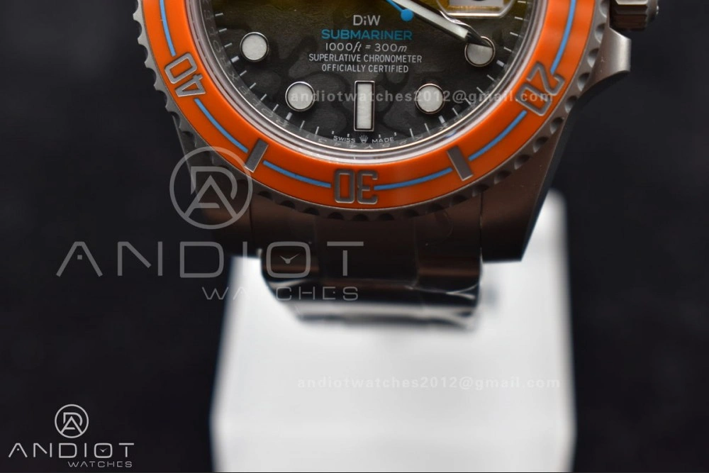 Submariner DIW Sandblasted VSF 1:1 Best Edition Orange Ceramic Bezel Orange Black Dial on SS Bracelet VS Premium 1161