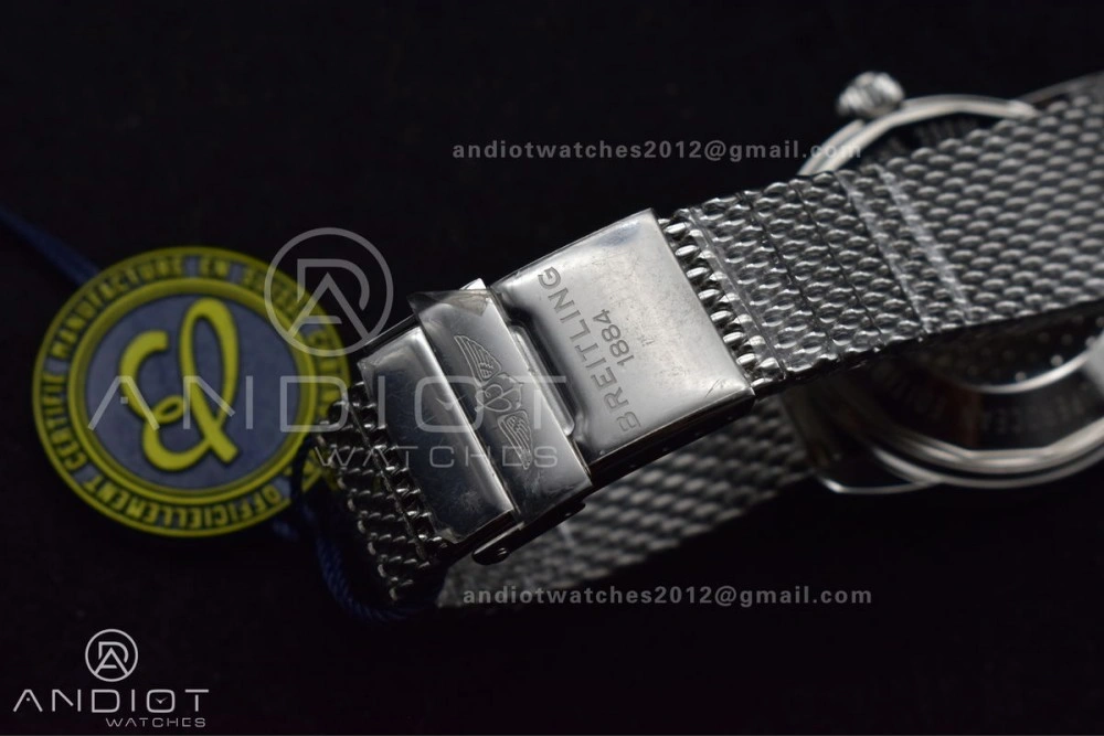 HighQuality Super Ocean Heritage II BLSF 42mm SS Black Dial Black Ceramic Bezel on SS Mesh Bracelet A 194