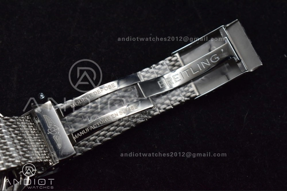 HighQuality Super Ocean Heritage II BLSF 42mm SS Black Dial Black Ceramic Bezel on SS Mesh Bracelet A 194