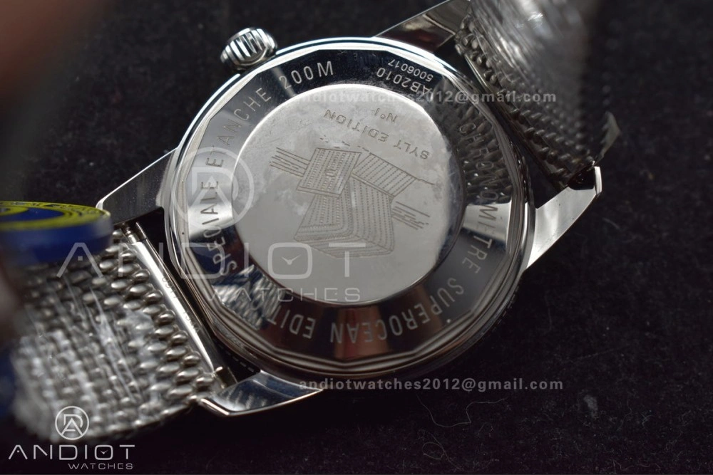 HighQuality Super Ocean Heritage II BLSF 42mm SS Black Dial Black Ceramic Bezel on SS Mesh Bracelet A 194