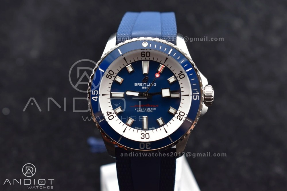 SuperOcean Automatic 42 SS BLSF 1:1 Best Edition Blue Dial on Blue Rubber Strap A Lightweight 1168