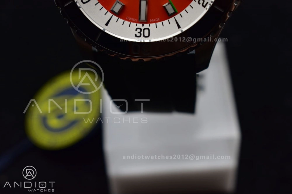 SuperOcean Automatic 42 SS BLSF 1:1 Best Edition Orange Dial on Green Rubber Strap A EasyCare 195
