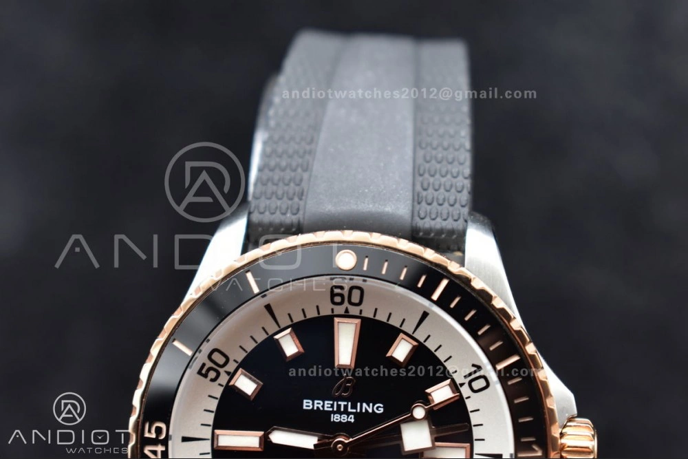 SuperOcean Automatic 42 SS RG BLSF 1:1 Best Edition Black Dial on Black Rubber Strap A Minimalist 197