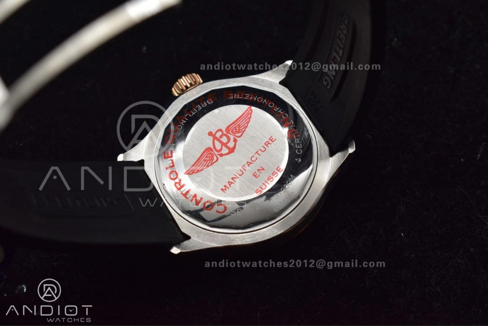 SuperOcean Automatic 42 SS RG BLSF 1:1 Best Edition Black Dial on Black Rubber Strap A Minimalist 197