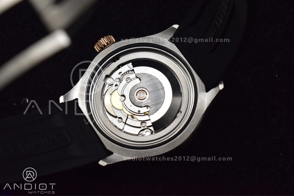 SuperOcean Automatic 42 SS RG BLSF 1:1 Best Edition Black Dial on Black Rubber Strap A Minimalist 197