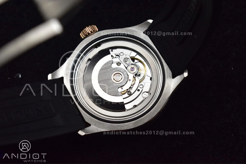 SuperOcean Automatic 42 SS RG BLSF 1:1 Best Edition Black Dial on Black Rubber Strap A Minimalist 197