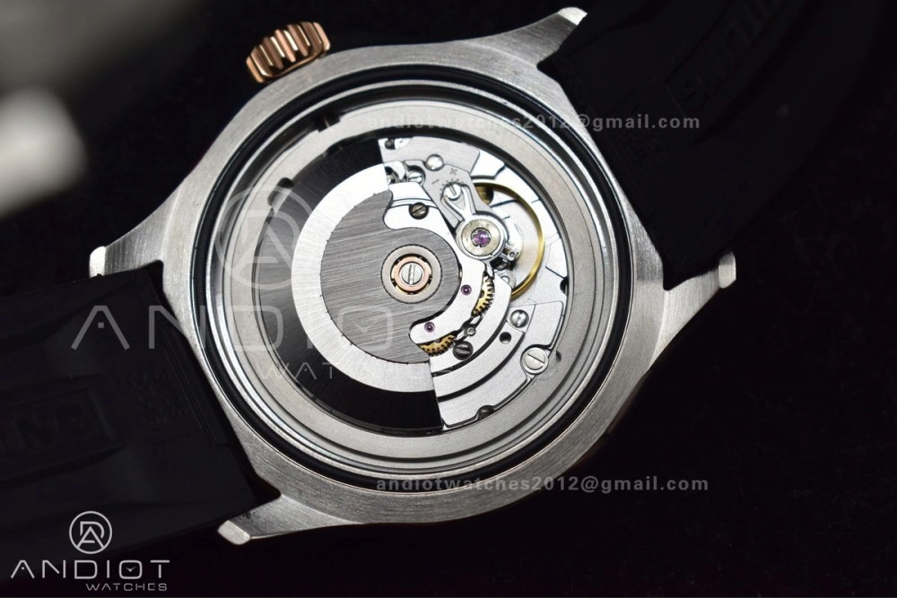 SuperOcean Automatic 42 SS RG BLSF 1:1 Best Edition Black Dial on Black Rubber Strap A Minimalist 197