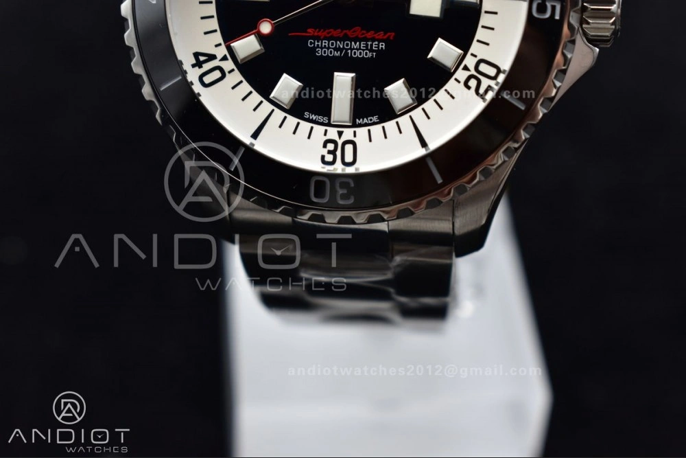 SuperOcean Automatic 44 TF 1:1 Best Edition Black White Dial on SS Bracelet A SunProtective 475