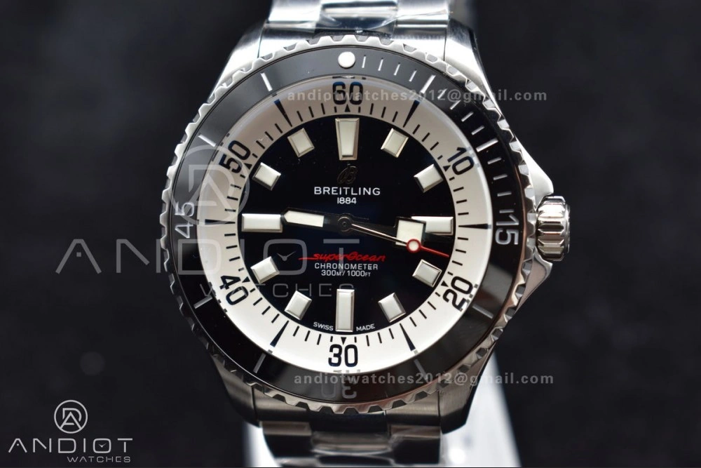 SuperOcean Automatic 44 TF 1:1 Best Edition Black White Dial on SS Bracelet A SunProtective 475