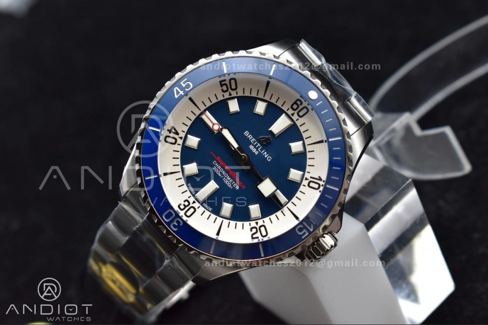 Refined SuperOcean Automatic 44 TF 1:1 Best Edition Blue Ceramic Bezel Blue White Dial on SS Bracelet A 482