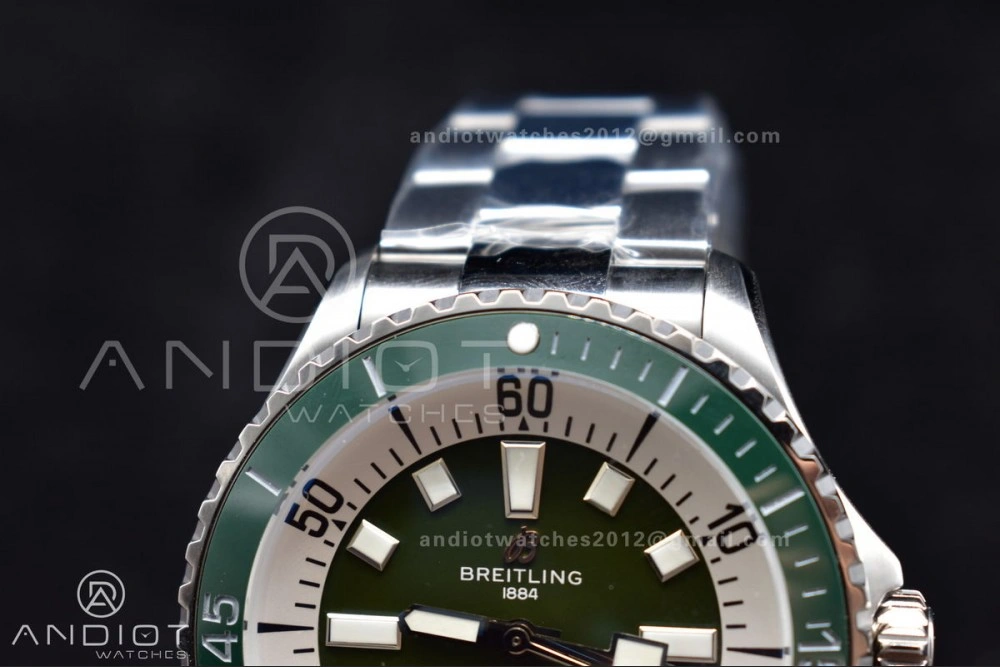 SuperOcean Automatic 44 TF 1:1 Best Edition Green Ceramic Bezel Green White Dial on SS Bracelet A Elegant 168