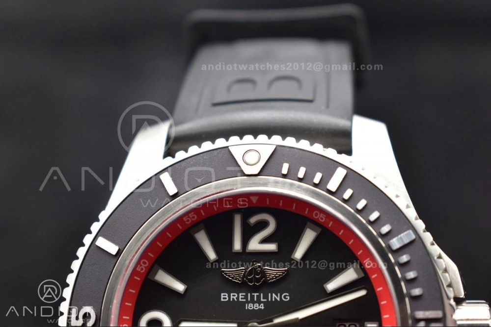 Superocean Automatic 44 BLSF 1:1 Best Edition Black Dial And Bezel With Orange Rehaut On Black Rubber Strap A EyeCatching 198