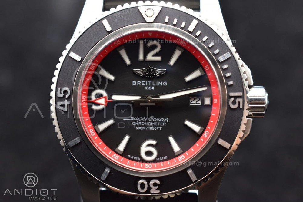 Superocean Automatic 44 BLSF 1:1 Best Edition Black Dial And Bezel With Orange Rehaut On Black Rubber Strap A EyeCatching 198