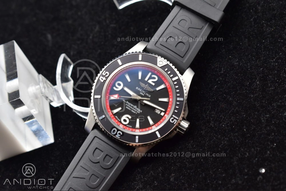Superocean Automatic 44 BLSF 1:1 Best Edition Black Dial And Bezel With Orange Rehaut On Black Rubber Strap A EyeCatching 198