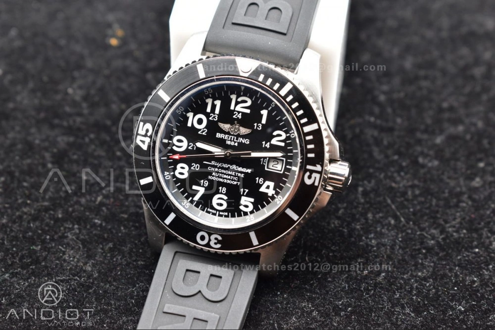 Packable Superocean Automatic 44 TF 1:1 Best Edition Black Dial Black Bezel On Black Rubber Strap A 1167