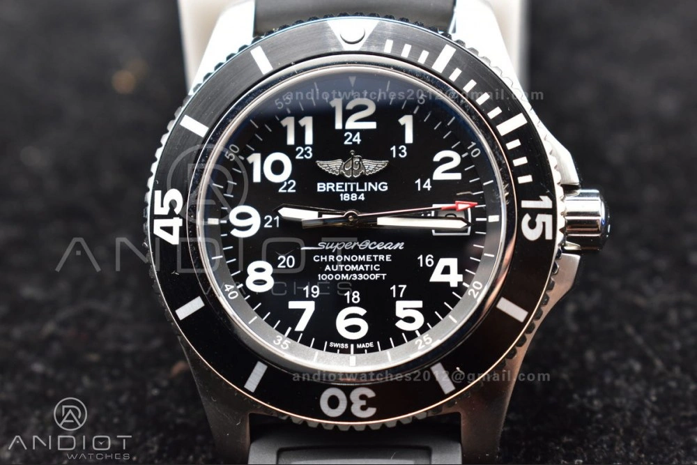 Packable Superocean Automatic 44 TF 1:1 Best Edition Black Dial Black Bezel On Black Rubber Strap A 1167