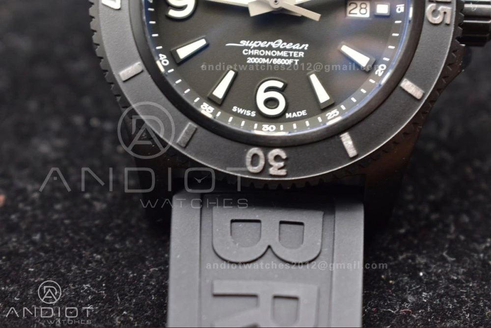 BestValue Superocean Automatic 44 TF 1:1 Best Edition Black Dial Black Bezel On Black Rubber Strap A 1171