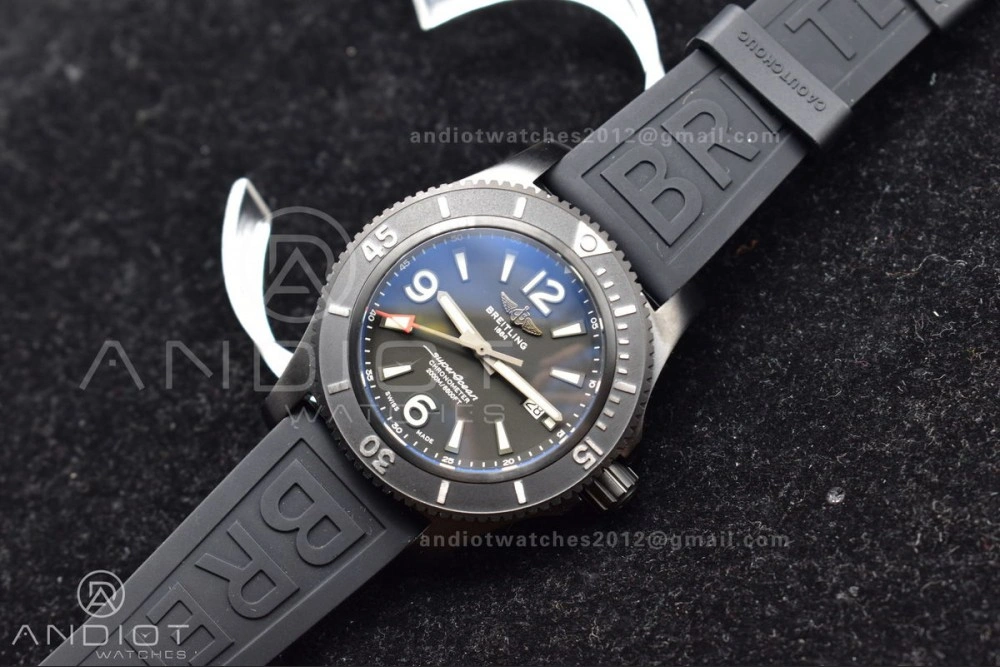 BestValue Superocean Automatic 44 TF 1:1 Best Edition Black Dial Black Bezel On Black Rubber Strap A 1171
