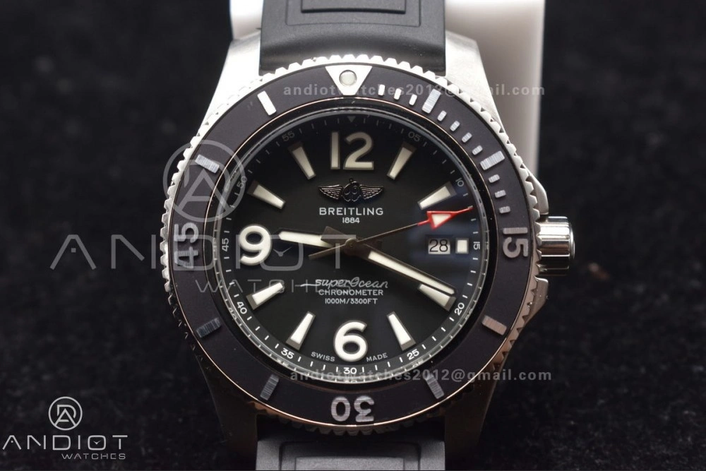 Durable Superocean Automatic 44 TF 1:1 Best Edition Black Dial Black Bezel On Black Rubber Strap A 467