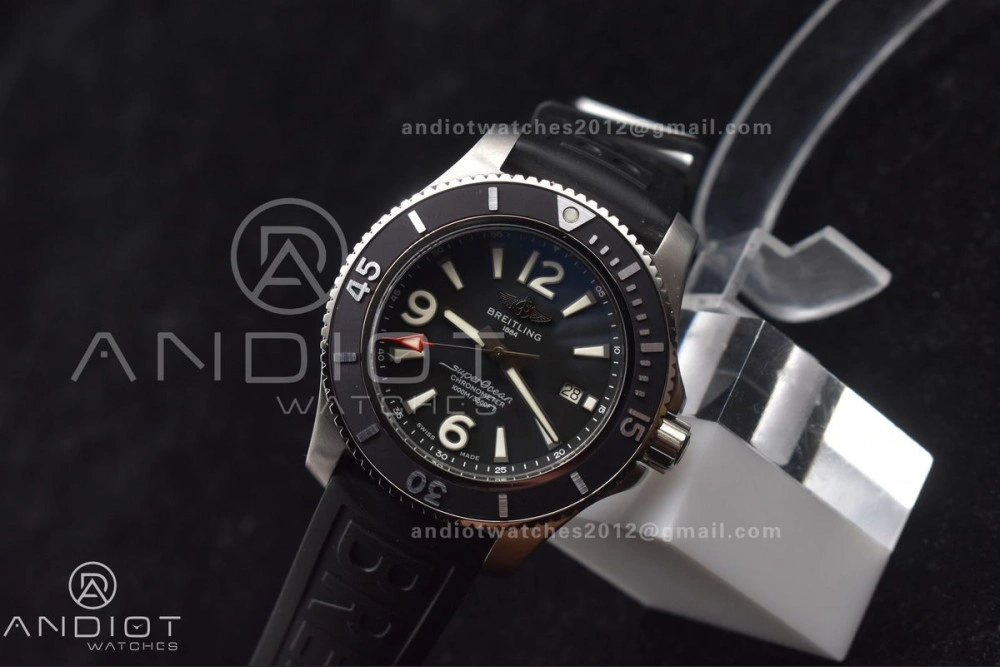 Durable Superocean Automatic 44 TF 1:1 Best Edition Black Dial Black Bezel On Black Rubber Strap A 467