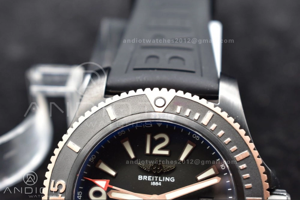 Lightweight Superocean Automatic 44 TF 1:1 Best Edition Black Dial Black Bezel on Black Rubber Strap A 200