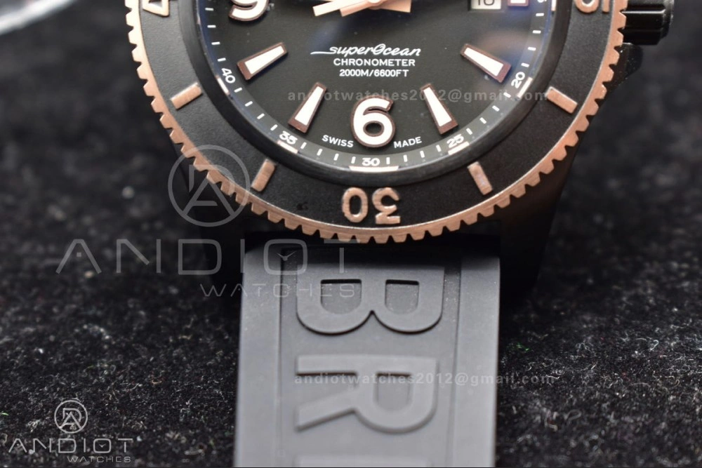 Lightweight Superocean Automatic 44 TF 1:1 Best Edition Black Dial Black Bezel on Black Rubber Strap A 200