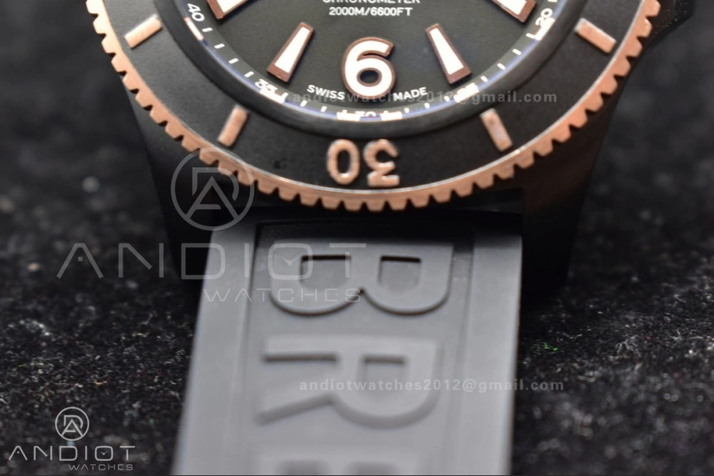 Lightweight Superocean Automatic 44 TF 1:1 Best Edition Black Dial Black Bezel on Black Rubber Strap A 200