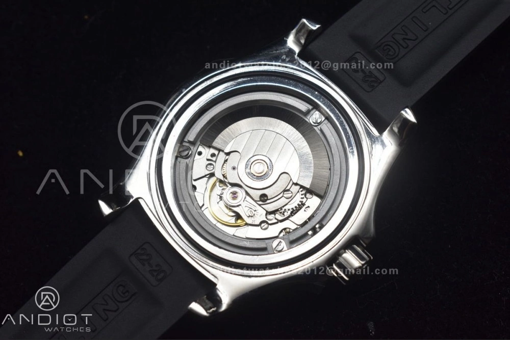 Unisex Superocean Automatic 44 TF 1:1 Best Edition Black Dial and Bezel with Yellow Rehaut On Black Rubber Strap A 471