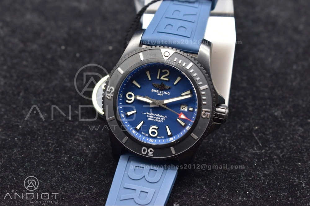 Superocean Automatic 44 TF 1:1 Best Edition Blue Dial Black Bezel On Black Rubber Strap A Tailored 205