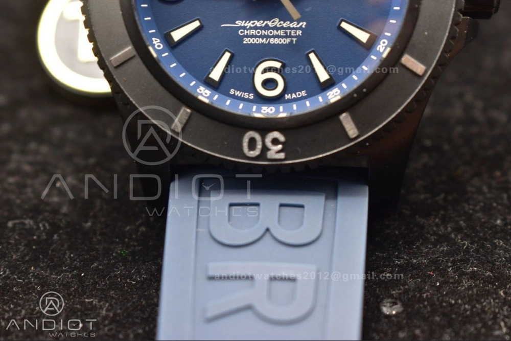 Superocean Automatic 44 TF 1:1 Best Edition Blue Dial Black Bezel On Black Rubber Strap A Tailored 205