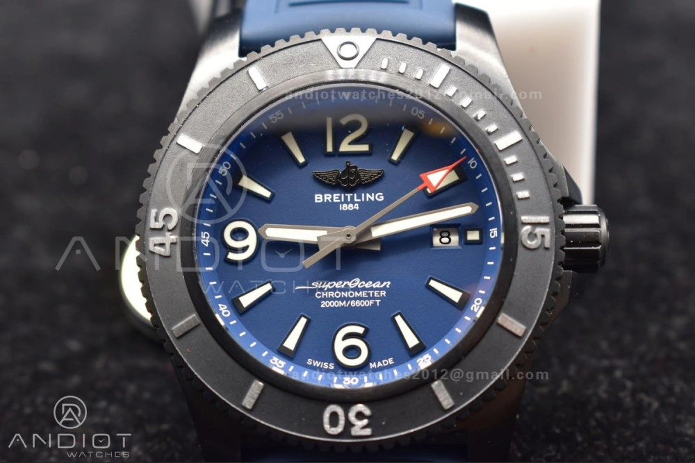 Superocean Automatic 44 TF 1:1 Best Edition Blue Dial Black Bezel On Black Rubber Strap A Tailored 205