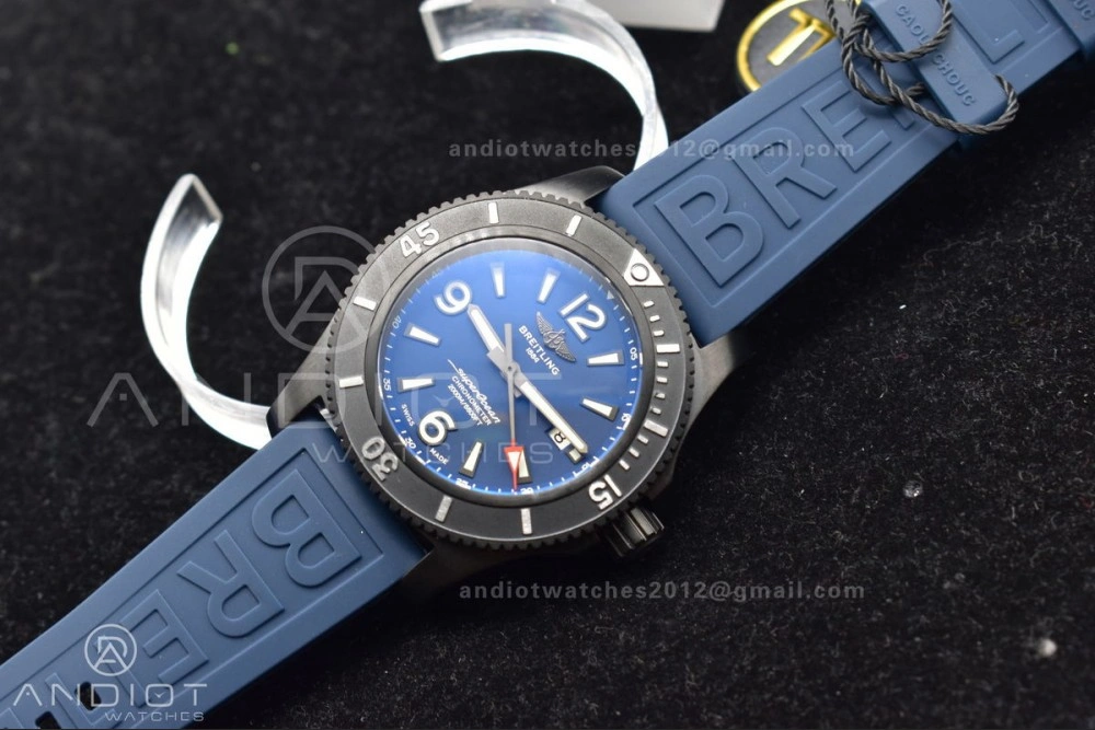 Superocean Automatic 44 TF 1:1 Best Edition Blue Dial Black Bezel On Black Rubber Strap A Tailored 205