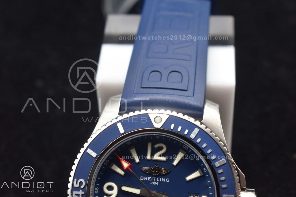 Superocean Automatic 44 TF 1:1 Best Edition Blue Dial Black Bezel On Black Rubber Strap A Versatile 188