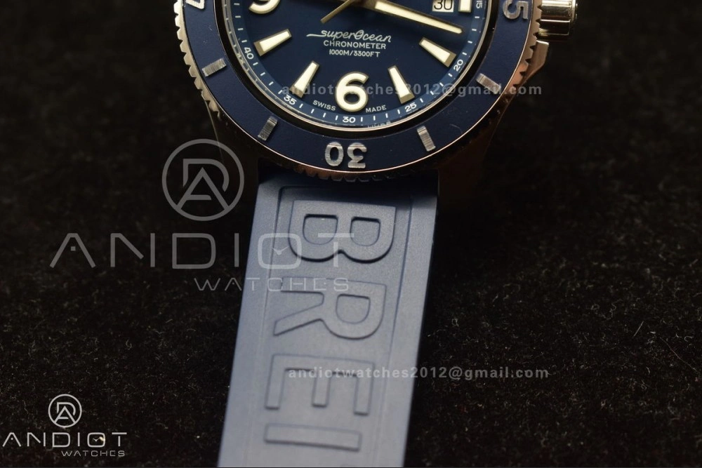 Superocean Automatic 44 TF 1:1 Best Edition Blue Dial Black Bezel On Black Rubber Strap A Versatile 188