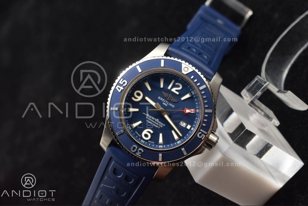 Superocean Automatic 44 TF 1:1 Best Edition Blue Dial Black Bezel On Black Rubber Strap A Versatile 188